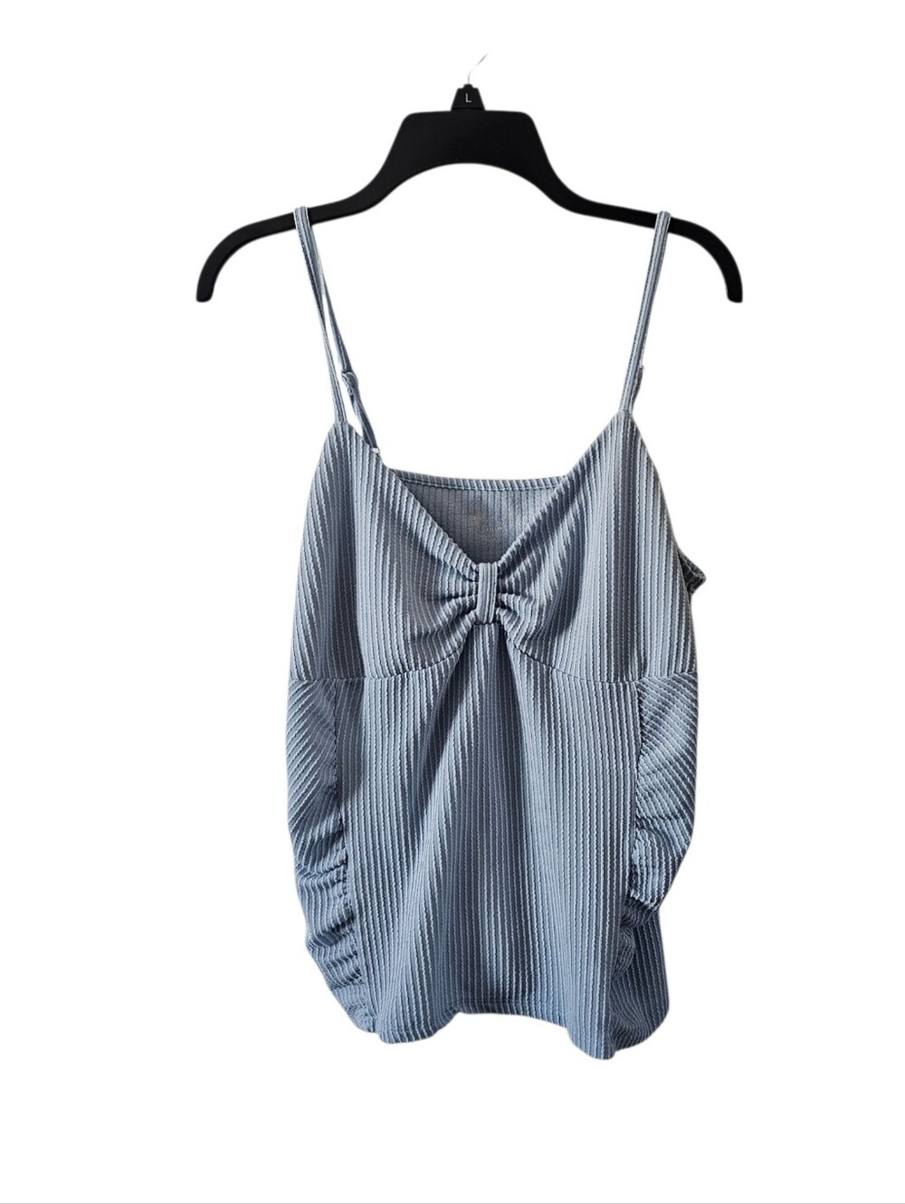 No Boundaries Cami Tank Top XXL 19 Blue Ribbed Seersucker Ruched Y2K Coquette